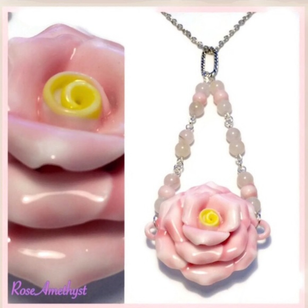 Porcelain Ceramic Rose necklace